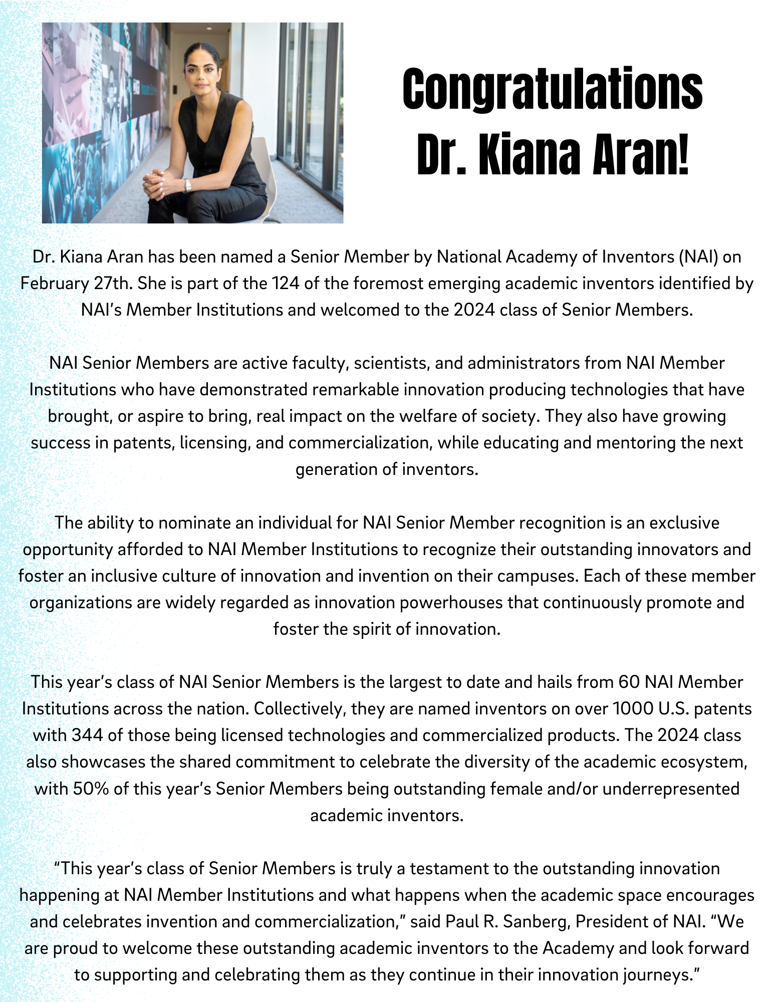 Kiana Aran congrats